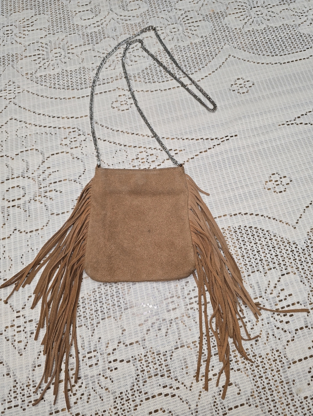 Ecote Brown Suede Fringe Crossbody Bag
